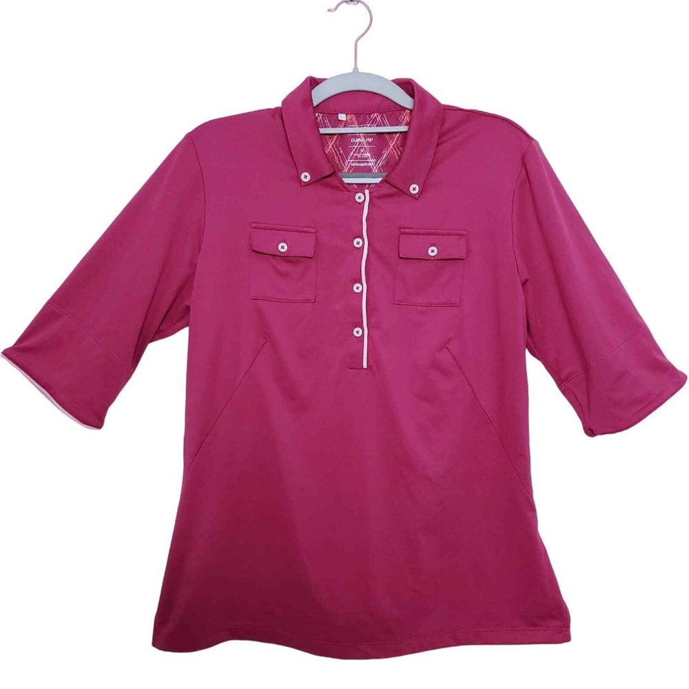 Adidas Golf Climalite Polo Womens Medium Pink Athleisure Barbiecore Sports